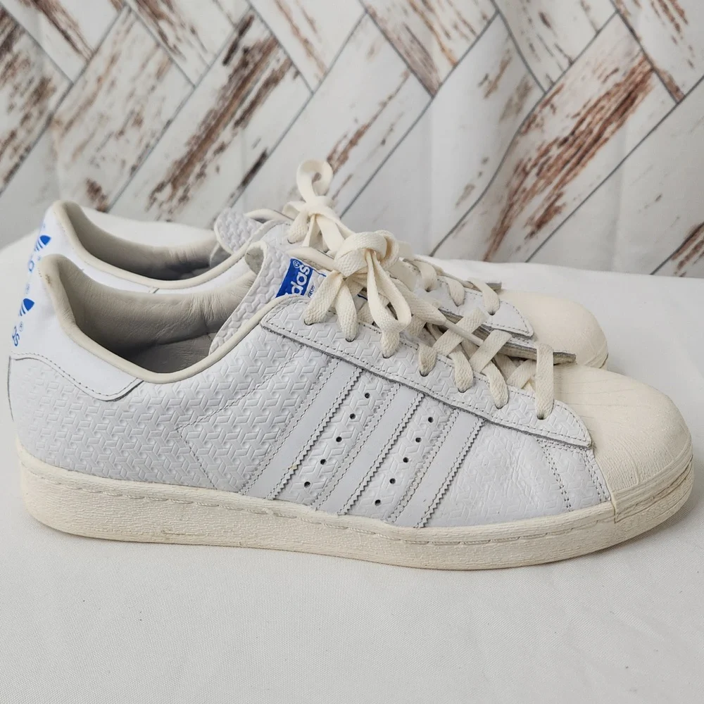 Adidas Superstar‎ 82 Debossed Geometric White Sneakers Shoes